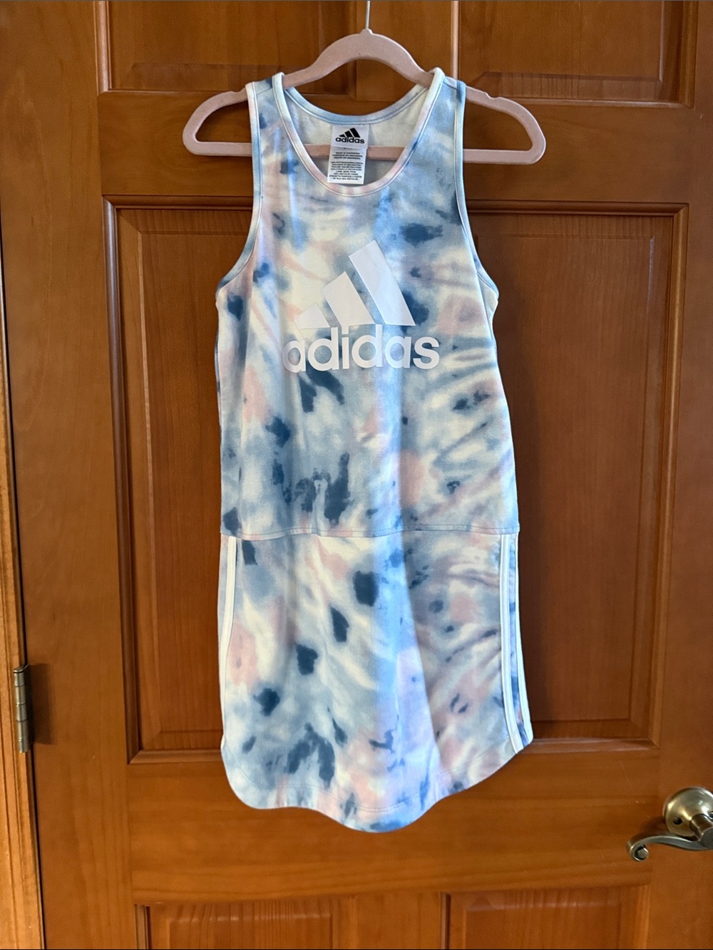 adidas Girls Blue & Pink Tie-Dye Tank Dress
